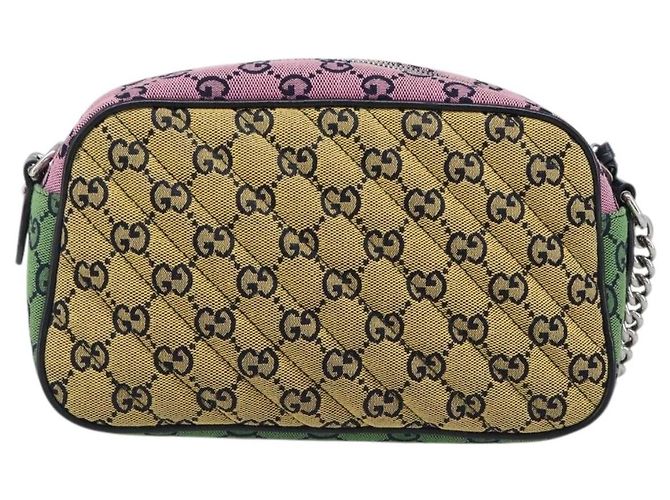 Borsa a catena GUCCI GG Canvas GG Marmont Multicolor Silver 447632 Auth 203621 Argento Multicolore - vista 2