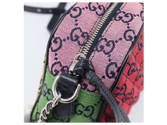 Borsa a catena GUCCI GG Canvas GG Marmont Multicolor Silver 447632 Auth 203621 Argento Multicolore - vista 21
