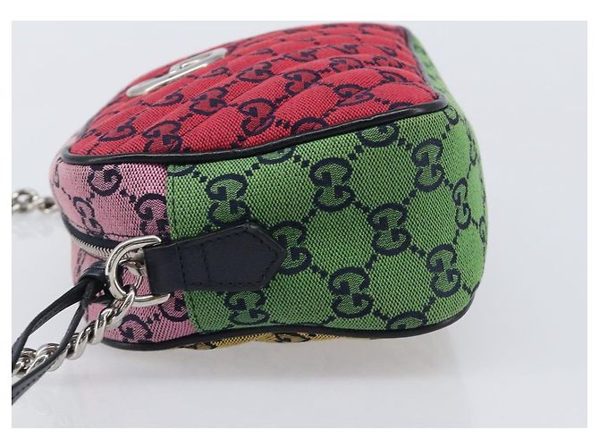 Borsa a catena GUCCI GG Canvas GG Marmont Multicolor Silver 447632 Auth 203621 Argento Multicolore - vista 4