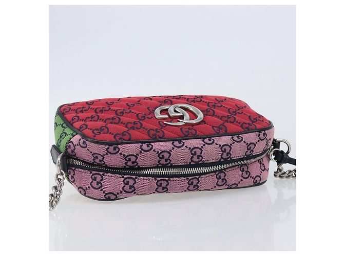 Borsa a catena GUCCI GG Canvas GG Marmont Multicolor Silver 447632 Auth 203621 Argento Multicolore - vista 6