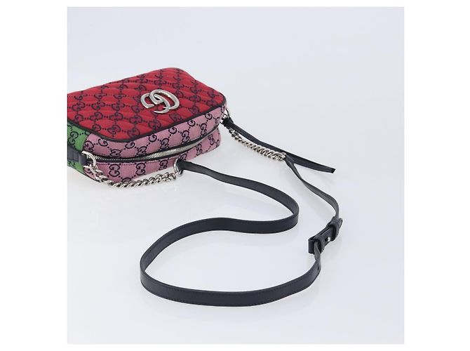 Borsa a catena GUCCI GG Canvas GG Marmont Multicolor Silver 447632 Auth 203621 Argento Multicolore - vista 7
