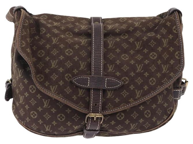 Borsa LOUIS VUITTON Monogram Mini Lin Saumur 30 Brown Fuzan M95227 LV Auth BA15702 Marrone - vista 13