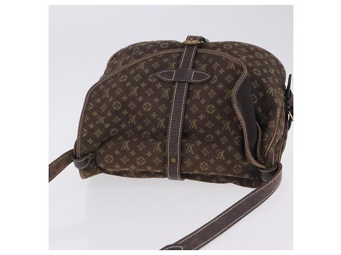 Borsa LOUIS VUITTON Monogram Mini Lin Saumur 30 Brown Fuzan M95227 LV Auth BA15702 Marrone - vista 14
