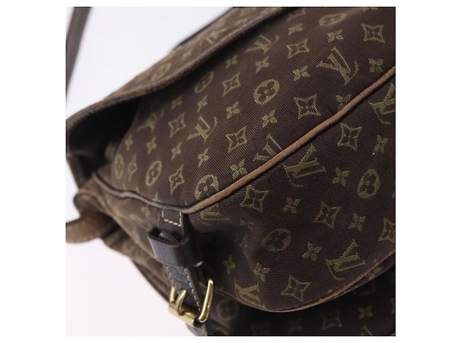 Borsa LOUIS VUITTON Monogram Mini Lin Saumur 30 Brown Fuzan M95227 LV Auth BA15702 Marrone - vista 19