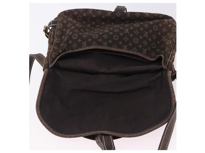 Borsa LOUIS VUITTON Monogram Mini Lin Saumur 30 Brown Fuzan M95227 LV Auth BA15702 Marrone - vista 29