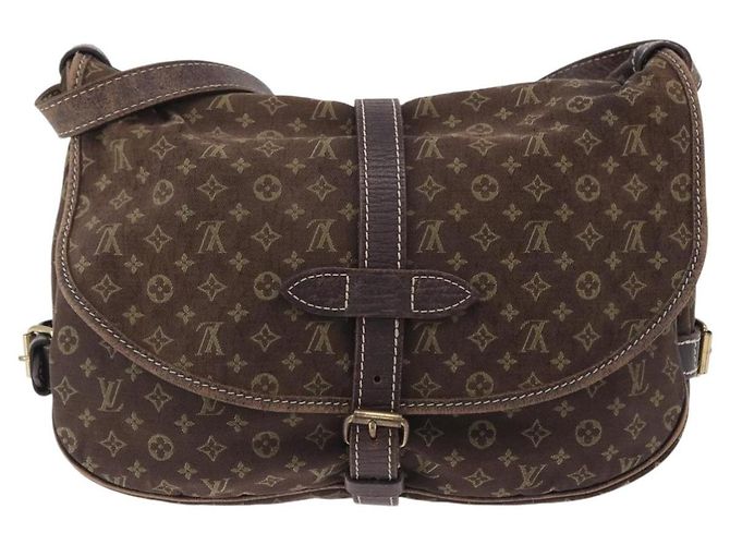 Borsa LOUIS VUITTON Monogram Mini Lin Saumur 30 Brown Fuzan M95227 LV Auth BA15702 Marrone - vista 3