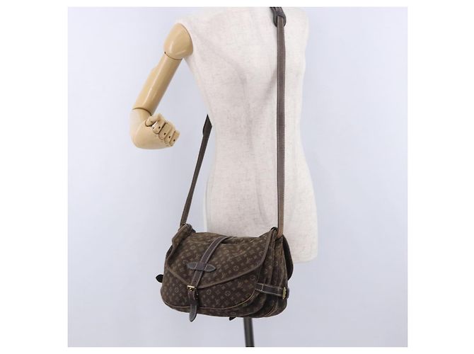 Borsa LOUIS VUITTON Monogram Mini Lin Saumur 30 Brown Fuzan M95227 LV Auth BA15702 Marrone - vista 35