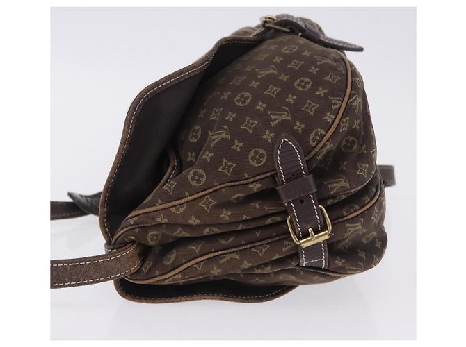 Borsa LOUIS VUITTON Monogram Mini Lin Saumur 30 Brown Fuzan M95227 LV Auth BA15702 Marrone - vista 5