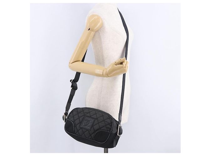Borsa a tracolla CHANEL Sports Line Matelasse Canvas Black Silver CC Auth 204730V Nero Argento - vista 28