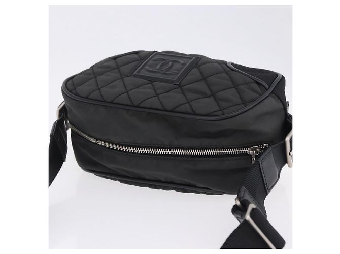 Borsa a tracolla CHANEL Sports Line Matelasse Canvas Black Silver CC Auth 204730V Nero Argento - vista 7