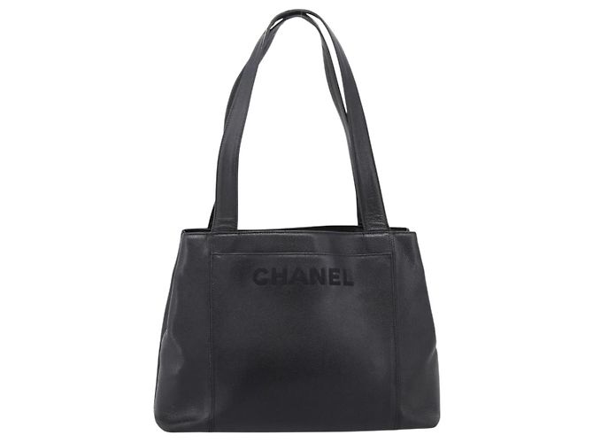 CHANEL Tote Bag Kaviarleder Schwarz Silber CC Auth 201476 - Ansicht 13