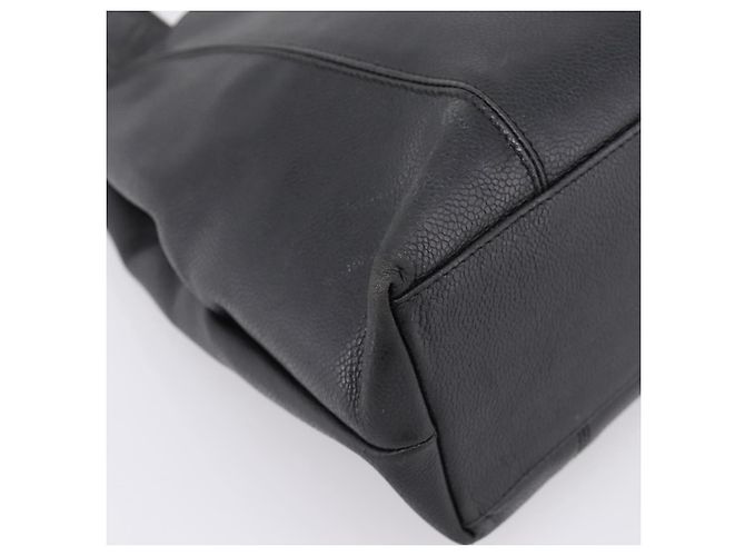 CHANEL Tote Bag Kaviarleder Schwarz Silber CC Auth 201476 - Ansicht 15