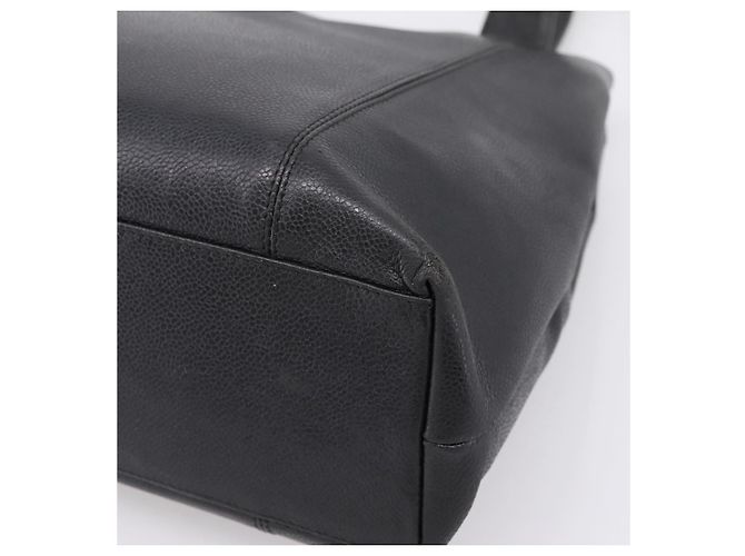 CHANEL Tote Bag Kaviarleder Schwarz Silber CC Auth 201476 - Ansicht 16