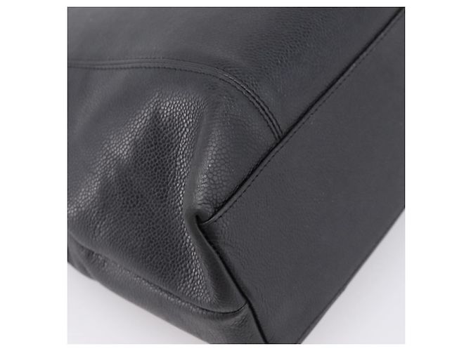 CHANEL Tote Bag Kaviarleder Schwarz Silber CC Auth 201476 - Ansicht 17