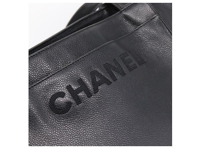 CHANEL Tote Bag Kaviarleder Schwarz Silber CC Auth 201476 - Ansicht 18