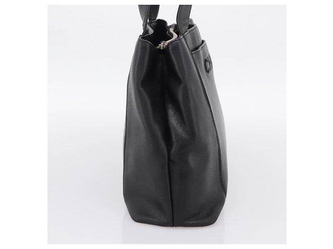 CHANEL Tote Bag Kaviarleder Schwarz Silber CC Auth 201476 - Ansicht 3