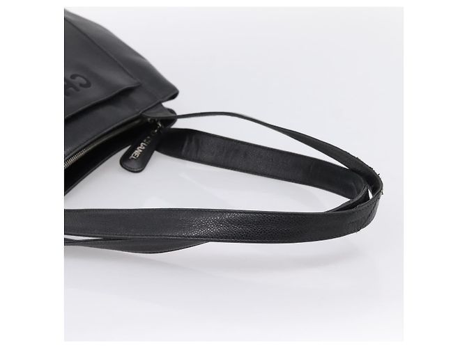 CHANEL Tote Bag Kaviarleder Schwarz Silber CC Auth 201476 - Ansicht 7