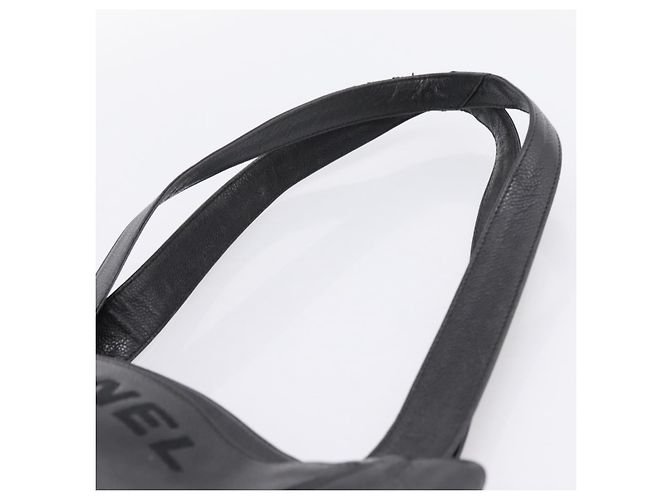 CHANEL Tote Bag Kaviarleder Schwarz Silber CC Auth 201476 - Ansicht 9