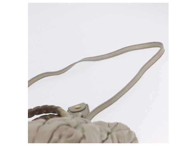 Borsa a mano Miu Miu Matelassé in pelle 2way Beige Tono Oro Auth 167625V - vista 19