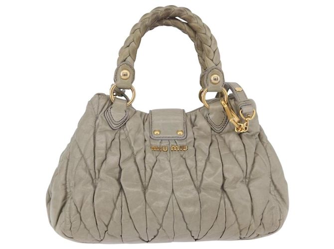 Borsa a mano Miu Miu Matelassé in pelle 2way Beige Tono Oro Auth 167625V - vista 2