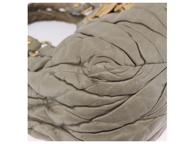 Borsa a mano Miu Miu Matelassé in pelle 2way Beige Tono Oro Auth 167625V - vista 20
