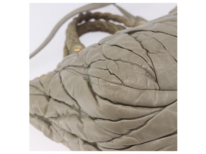 Borsa a mano Miu Miu Matelassé in pelle 2way Beige Tono Oro Auth 167625V - vista 22