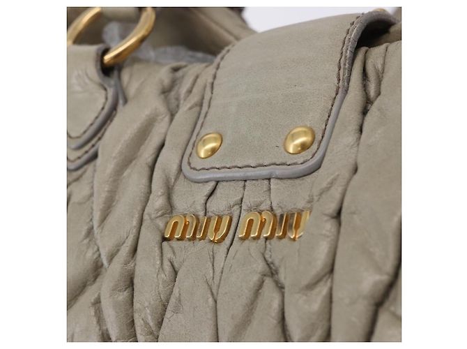 Borsa a mano Miu Miu Matelassé in pelle 2way Beige Tono Oro Auth 167625V - vista 24