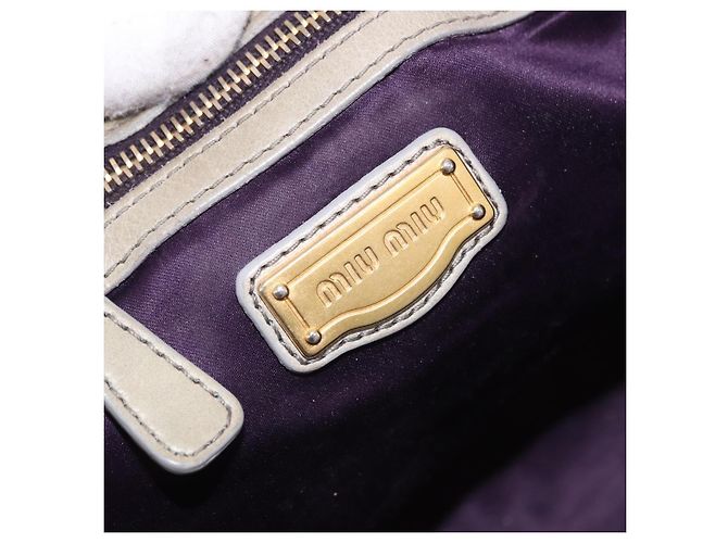Borsa a mano Miu Miu Matelassé in pelle 2way Beige Tono Oro Auth 167625V - vista 30