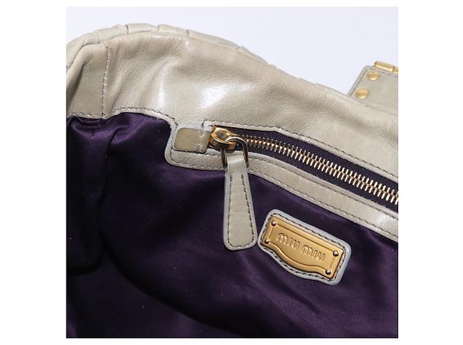 Borsa a mano Miu Miu Matelassé in pelle 2way Beige Tono Oro Auth 167625V - vista 33