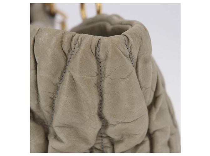 Borsa a mano Miu Miu Matelassé in pelle 2way Beige Tono Oro Auth 167625V - vista 4