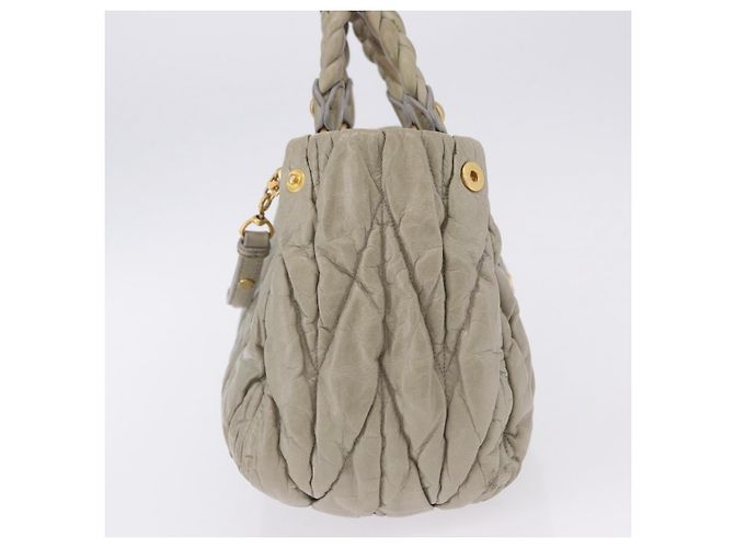 Borsa a mano Miu Miu Matelassé in pelle 2way Beige Tono Oro Auth 167625V - vista 5