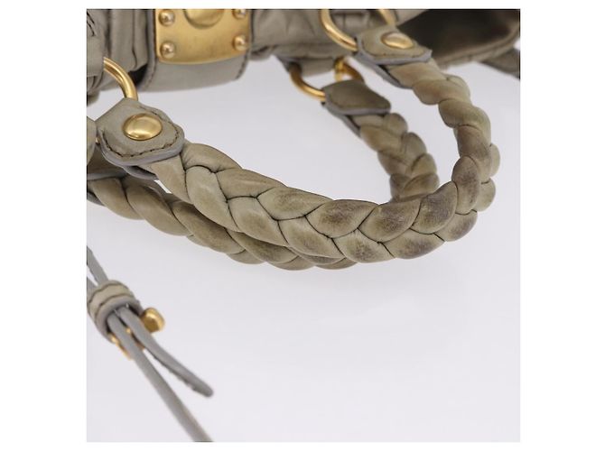 Borsa a mano Miu Miu Matelassé in pelle 2way Beige Tono Oro Auth 167625V - vista 7