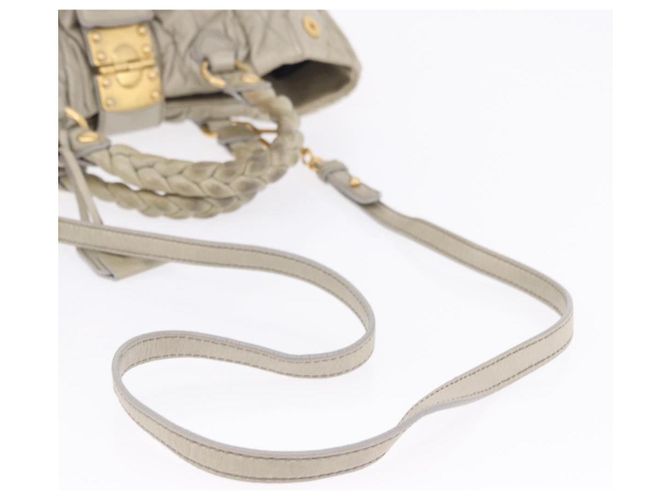 Borsa a mano Miu Miu Matelassé in pelle 2way Beige Tono Oro Auth 167625V - vista 9