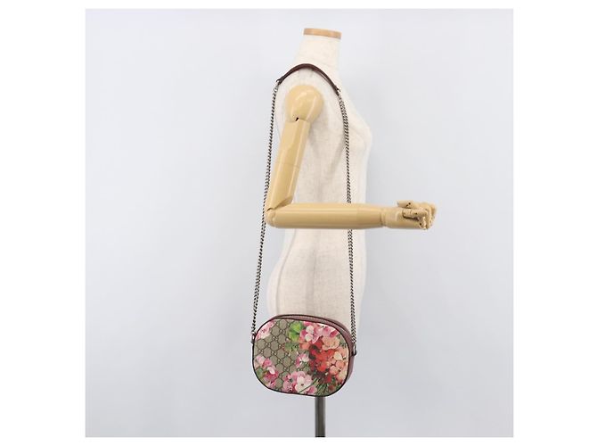 Borsa a tracolla GUCCI GG Blooms Chain PVC Pelle Beige Argento 409535 Auth BA15501V - vista 24