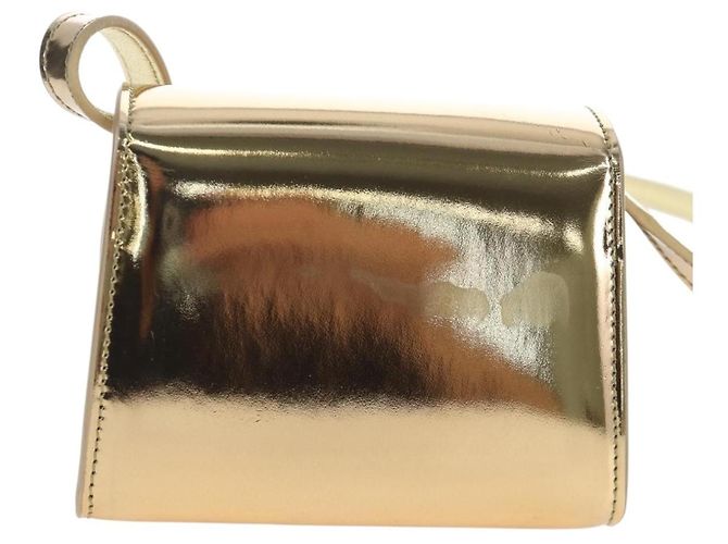 Borsa a tracolla Salvatore Ferragamo Gancini in pelle metallizzata Oro Auth 203812V - vista 2