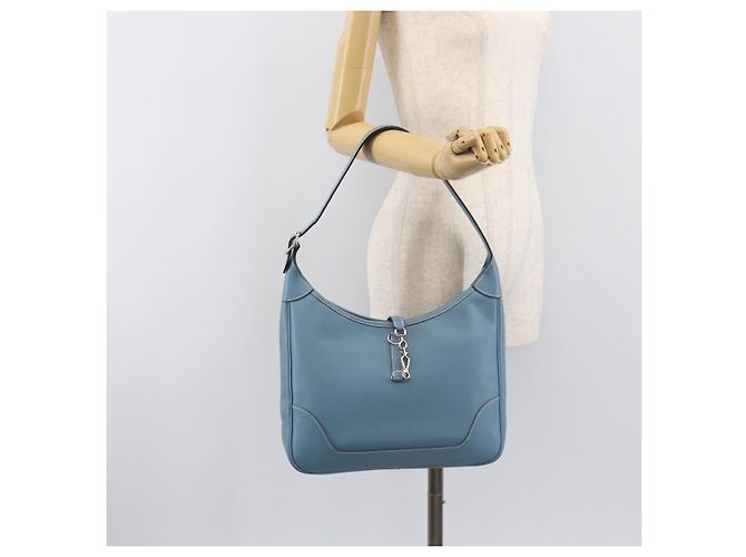 Hermès Borsa a tracolla HERMES Epsom Trim 31 in pelle blu argento Auth yk20897M - vista 31