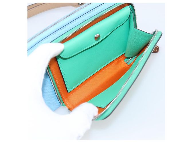 Hermès HERMES Nouveau To Go Ship Shoulder Wallet Leather Lavande Auth ka6284SM - vue 11