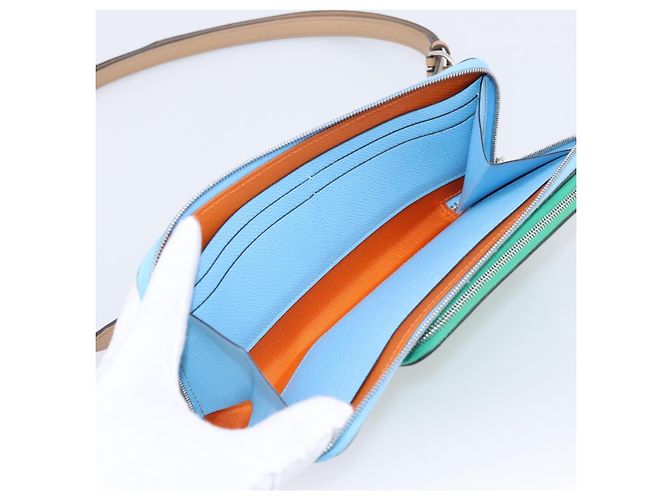 Hermès HERMES Nouveau To Go Ship Shoulder Wallet Leather Lavande Auth ka6284SM - vue 19