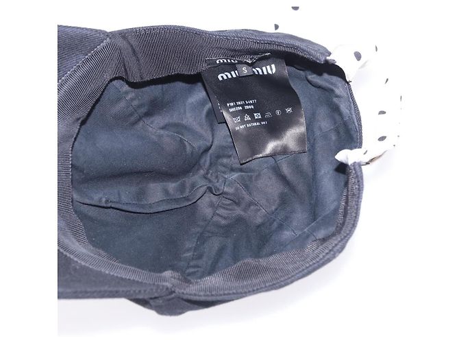 Miu Miu Kappe aus Baumwolle Schwarz Weiß Auth BA15517 - Ansicht 10