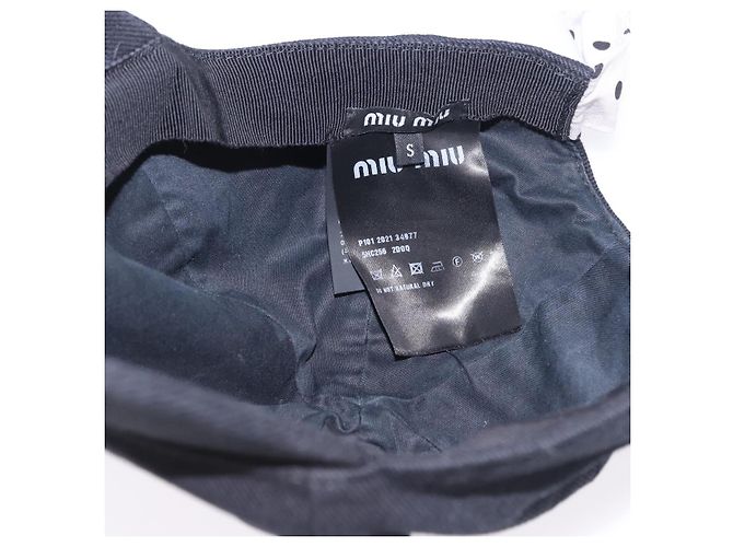 Miu Miu Kappe aus Baumwolle Schwarz Weiß Auth BA15517 - Ansicht 11