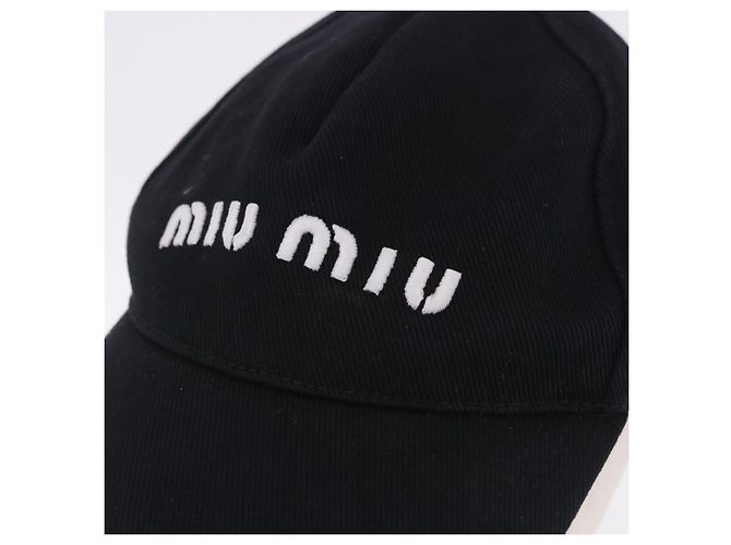 Miu Miu Kappe aus Baumwolle Schwarz Weiß Auth BA15517 - Ansicht 6