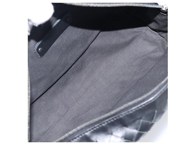 Borsa a pochette BOTTEGA VENETA INTRECCIATO in pelle nera e argento 244706 Auth 204700V Nero - vista 10