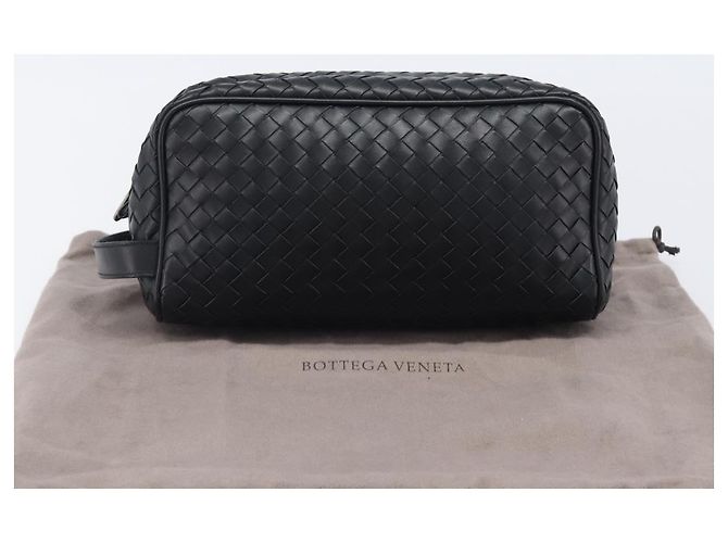 Borsa a pochette BOTTEGA VENETA INTRECCIATO in pelle nera e argento 244706 Auth 204700V Nero - vista 12