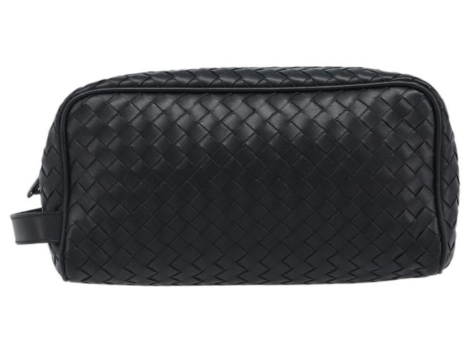 Borsa a pochette BOTTEGA VENETA INTRECCIATO in pelle nera e argento 244706 Auth 204700V Nero - vista 13