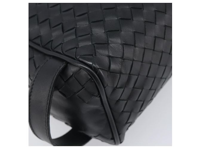 Borsa a pochette BOTTEGA VENETA INTRECCIATO in pelle nera e argento 244706 Auth 204700V Nero - vista 14