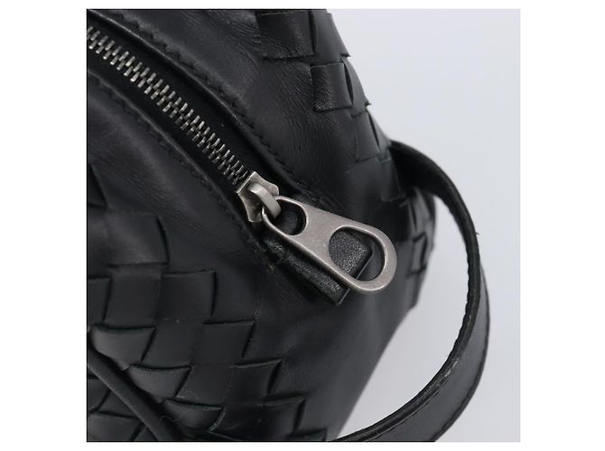 Borsa a pochette BOTTEGA VENETA INTRECCIATO in pelle nera e argento 244706 Auth 204700V Nero - vista 17