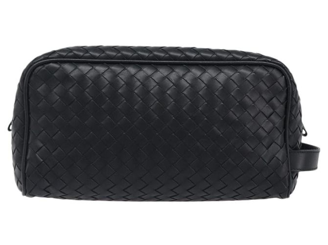 Borsa a pochette BOTTEGA VENETA INTRECCIATO in pelle nera e argento 244706 Auth 204700V Nero - vista 2