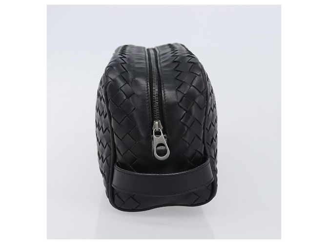 Borsa a pochette BOTTEGA VENETA INTRECCIATO in pelle nera e argento 244706 Auth 204700V Nero - vista 4