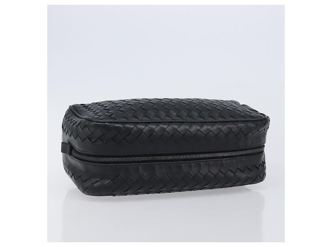 Borsa a pochette BOTTEGA VENETA INTRECCIATO in pelle nera e argento 244706 Auth 204700V Nero - vista 6