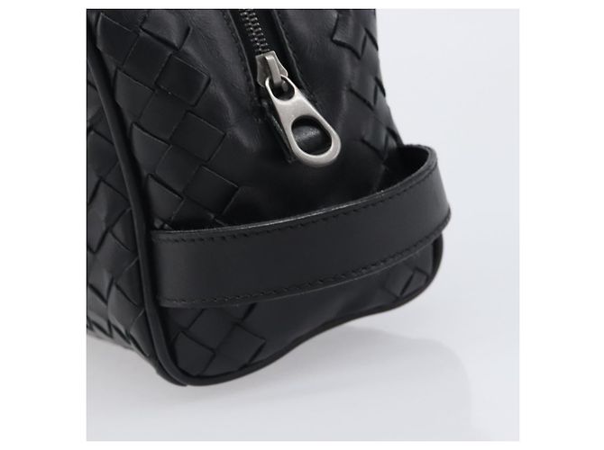 Borsa a pochette BOTTEGA VENETA INTRECCIATO in pelle nera e argento 244706 Auth 204700V Nero - vista 7